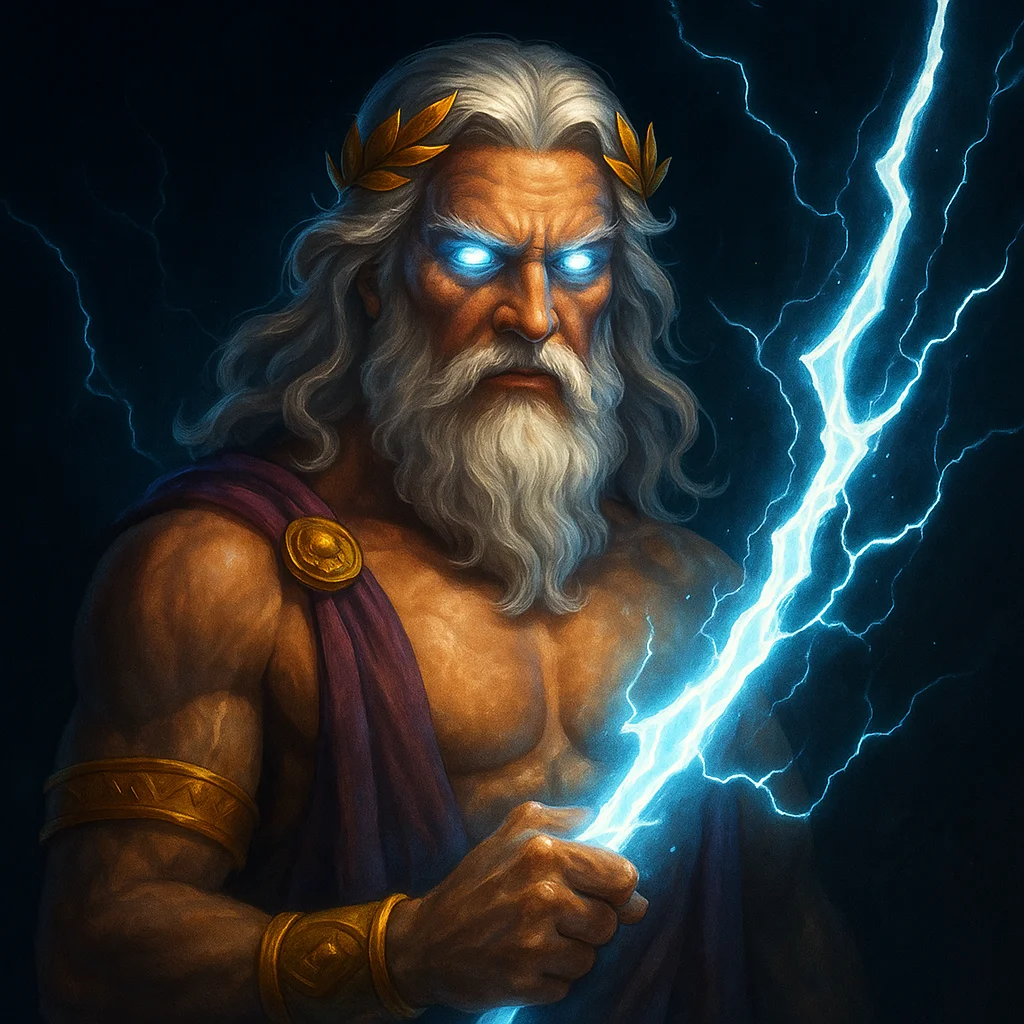 Epic slot artwork with storm light and gold reel symbols